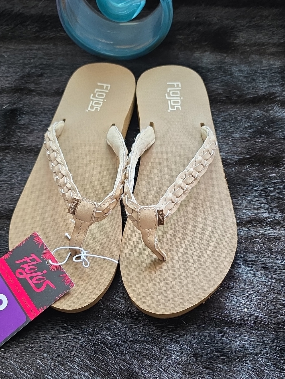 Flojos Tan Braided Thong Sandals